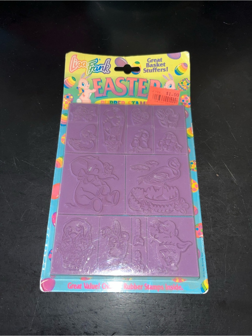Lisa Frank Purple Easter Rubber Stamp Set
